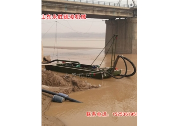 山東濱州黃河抽沙船現場工作照
